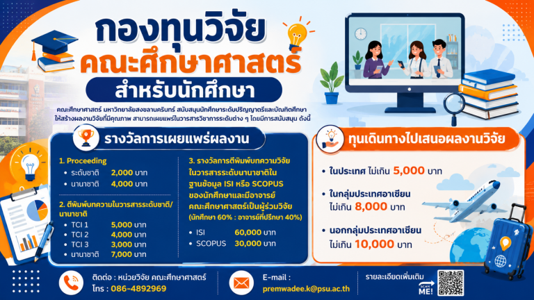 ทุนสนับสนุนงานวิจัยสำหรับนักศึกษา